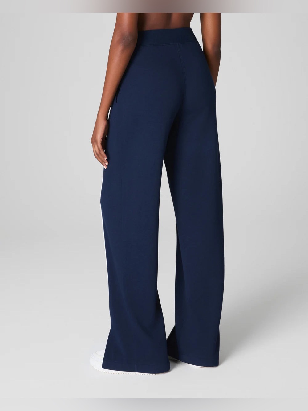 NWT SPANX Air Essentials Pique Straight Leg Pant navy blue high rise tall 34” - Picture 3 of 10